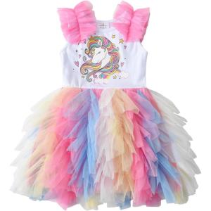 imageDXTON Toddler Girl Summer Short Sleeve Tutu Party Wedding Birthday DressesSh2213white