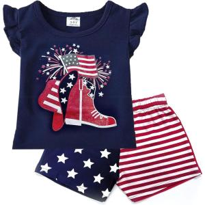 imageDXTON Toddler Girls Mermaid Outfit Cotton Top and Shorts Summer Clothing Set for 312 YearsPs5409navy