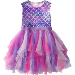 imageDXTON Toddler Girls Tutu Dresses Summer Short Sleeve Tulle Birthday Party Sundress for 38 YearsSh8001mermaid