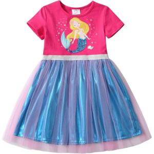 imageDXTON Toddler Girls Tutu Dresses Summer Short Sleeve Tulle Birthday Party Sundress for 38 YearsSh8301pink Blue