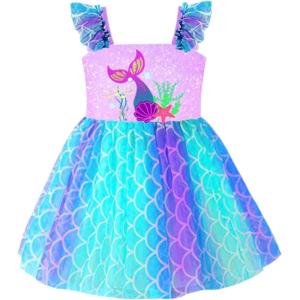 imageDXTON Toddler Girls Tutu Dresses Summer Short Sleeve Tulle Birthday Party Sundress for 38 YearsSh8302blue