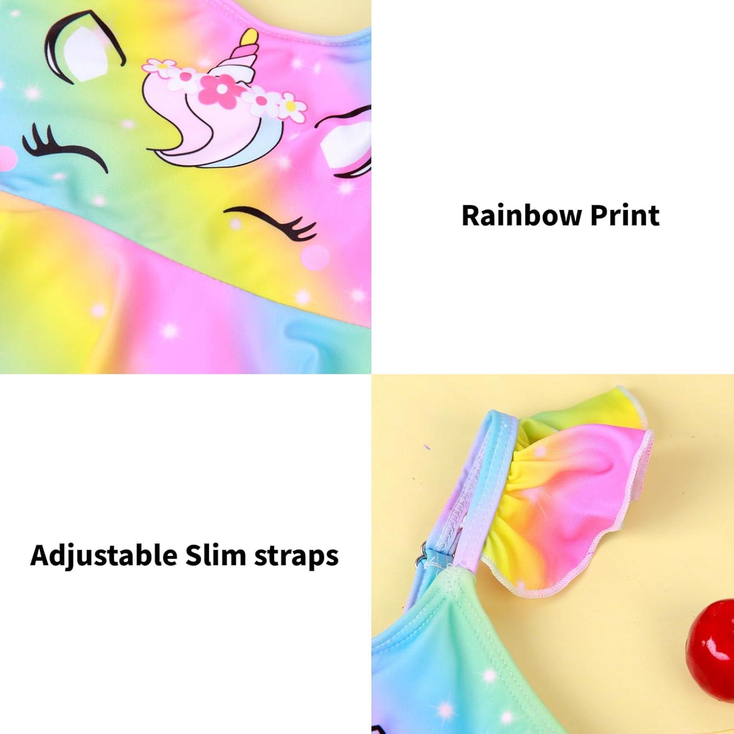 imageDXTON Toddler Girls Swimsuit Mermaid Tankini Set 2Piece Swimming Bathing Suit Beach Sport 310 YearsSm054rainbow