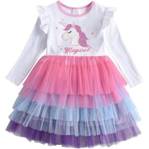 imageDXTON Toddler Girl Long Sleeve Dresses Winter Children for 212T LH4980White