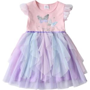 imageDXTON Toddler Girl Summer Short Sleeve Tutu Party Wedding Birthday DressesSh9520pink