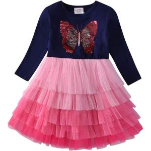 imageDXTON Toddler Girl Winter Dress for Baby Girl Tutu Dresses Long Sleeve Outfits LH45983T