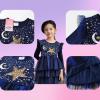 imageDXTON Kids Girls Dresses Long Sleeve Toddler Winter Party Tutu Dresses for 28TNavy
