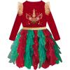 imageDXTON Kids Girls Dresses Long Sleeve Toddler Winter Party Tutu Dresses for 28TLh8005red