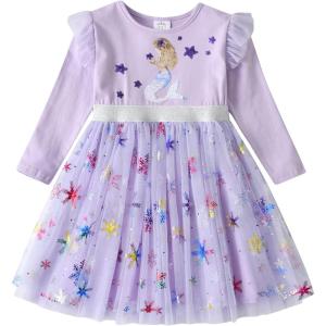 imageDXTON Kids Girls Dresses Long Sleeve Toddler Winter Party Tutu Dresses for 28TAlh19527purple