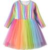 imageDXTON Toddler Girls Dresses Tutu Winter Long Sleeve Tutu Dress Party Outfits LH4202Multicoloured