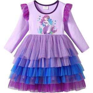 imageDXTON Girls Dresses Winter Long Sleeve Tutu Party DressesPurple
