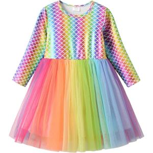 imageDXTON Toddler Girls Dresses Tutu Winter Long Sleeve Tutu Dress Party Outfits LH4202Multicoloured