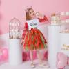imageDXTON Girls Dresses Christmas Costume Party Long Sleeve Tutu Party Outfits LH2401Red