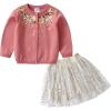 imageDXTON Toddler Girls Dresses Winter Long Sleeve Party Dresses 2pcs Casual TShirt and Tutu Skirt SetSetsw3001gold