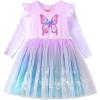imageDXTON Toddler Girl Dresses Winter Children Long Sleeve Tulle for 312T LH2108Lh2108pink