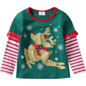 imageDXTON Toddler Kids Girls Long Sleeve Shirts Cute Christmas Graphic Tees Top Blouse Fall Winter 38 YearsL7110