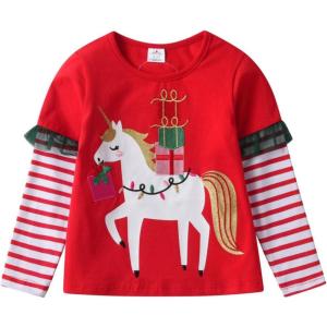 imageDXTON Toddler Kids Girls Long Sleeve Shirts Cute Christmas Graphic Tees Top Blouse Fall Winter 38 YearsL7111
