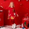 imageDXTON Toddler Girls Dresses Long Sleeve Winter Christmas Cotton Casual Basic Tunic Dress Kids 38 YearsXmas Red