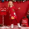 imageDXTON Toddler Girls Dresses Long Sleeve Winter Christmas Cotton Casual Basic Tunic Dress Kids 38 YearsXmas Red