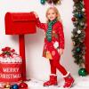 imageDXTON Toddler Girls Dresses Long Sleeve Winter Christmas Cotton Casual Basic Tunic Dress Kids 38 YearsXmas Red