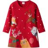 imageDXTON Toddler Girls Dresses Long Sleeve Winter Christmas Cotton Casual Basic Tunic Dress Kids 38 YearsXmas Red