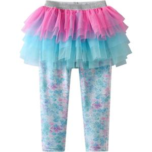 image:imageDXTON Kid Girls Leggings with Skirt Toddler Girl Printed Tutu Skirt Pant Birthday Party 312 YearsFs126green