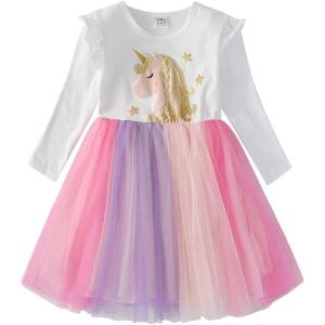 image:imageDXTON Baby Girls Winter Tutu Long Sleeve Flower Party Dresses LH49927T