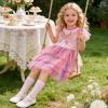 image:imageDXTON Toddler Girls Tutu Dress Cotton Bodice Layered Tulle Skirt Mermaid Sparkle Birthday Party Dress for Kids 38 YearsPastel Rainbow Butterfly