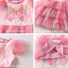 image:imageDXTON Toddler Girls Tutu Dress Cotton Bodice Layered Tulle Skirt Mermaid Sparkle Birthday Party Dress for Kids 38 YearsPastel Rainbow Butterfly