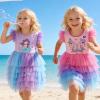 image:imageDXTON Toddler Girls Tutu Dress Cotton Bodice Layered Tulle Skirt Mermaid Sparkle Birthday Party Dress for Kids 38 YearsPurple Gradient Mermaid