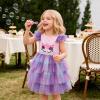 image:imageDXTON Toddler Girls Tutu Dress Cotton Bodice Layered Tulle Skirt Mermaid Sparkle Birthday Party Dress for Kids 38 YearsSh8006purple