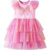 image:imageDXTON Toddler Girls Tutu Dress Cotton Bodice Layered Tulle Skirt Mermaid Sparkle Birthday Party Dress for Kids 38 YearsPastel Rainbow Butterfly