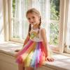 image:imageDXTON Girls Summer Dress with Cotton Top and Colorful Tulle Holiday Party Casual Dresses for Toddler Kids for 38 YearsOrange