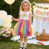 image:imageDXTON Girls Summer Dress with Cotton Top and Colorful Tulle Holiday Party Casual Dresses for Toddler Kids for 38 YearsOrange