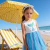 image:imageDXTON Girls Summer Dress with Cotton Top and Colorful Tulle Holiday Party Casual Dresses for Toddler Kids for 38 YearsWhite