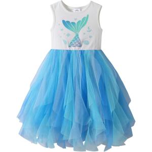 image:imageDXTON Girls Summer Dress with Cotton Top and Colorful Tulle Holiday Party Casual Dresses for Toddler Kids for 38 YearsWhite