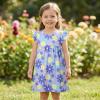 image:imageDXTON Toddler Girls Dress Summer Floral Short Sleeve Casual Dress for Little Kids 38 Years Aline Sundress for School PlayBlue Flower Printed
