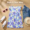 image:imageDXTON Toddler Girls Dress Summer Floral Short Sleeve Casual Dress for Little Kids 38 Years Aline Sundress for School PlayBlue Flower Printed