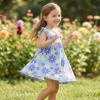 image:imageDXTON Toddler Girls Dress Summer Floral Short Sleeve Casual Dress for Little Kids 38 Years Aline Sundress for School PlayBlue Flower Printed