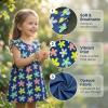 image:imageDXTON Toddler Girls Dress Summer Floral Short Sleeve Casual Dress for Little Kids 38 Years Aline Sundress for School PlayNavy Flower Printed