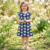 image:imageDXTON Toddler Girls Dress Summer Floral Short Sleeve Casual Dress for Little Kids 38 Years Aline Sundress for School PlayNavy Flower Printed
