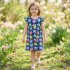 image:imageDXTON Toddler Girls Dress Summer Floral Short Sleeve Casual Dress for Little Kids 38 Years Aline Sundress for School PlayNavy Flower Printed
