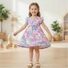 image:imageDXTON Toddler Girls Dress Summer Floral Short Sleeve Casual Dress for Little Kids 38 Years Aline Sundress for School PlayPink Heart Printed