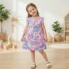 image:imageDXTON Toddler Girls Dress Summer Floral Short Sleeve Casual Dress for Little Kids 38 Years Aline Sundress for School PlayPink Heart Printed