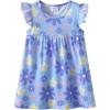 image:imageDXTON Toddler Girls Dress Summer Floral Short Sleeve Casual Dress for Little Kids 38 Years Aline Sundress for School PlayBlue Flower Printed