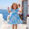 image:imageDXTON Toddler Girls Dress Summer Floral Short Sleeve Casual Dress for Little Kids 38 Years Aline Sundress for School PlayAqua Ocean Seashell Printed