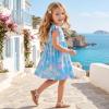 image:imageDXTON Toddler Girls Dress Summer Floral Short Sleeve Casual Dress for Little Kids 38 Years Aline Sundress for School PlayAqua Ocean Seashell Printed