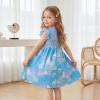 image:imageDXTON Toddler Girls Dress Summer Floral Short Sleeve Casual Dress for Little Kids 38 Years Aline Sundress for School PlayAqua Ocean Seashell Printed