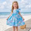image:imageDXTON Toddler Girls Dress Summer Floral Short Sleeve Casual Dress for Little Kids 38 Years Aline Sundress for School PlayAqua Ocean Seashell Printed