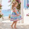 image:imageDXTON Toddler Girls Dress Summer Floral Short Sleeve Casual Dress for Little Kids 38 Years Aline Sundress for School PlayRainbow Fishscales Printed