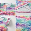 image:imageDXTON Toddler Girls Dress Summer Floral Short Sleeve Casual Dress for Little Kids 38 Years Aline Sundress for School PlayRainbow Fishscales Printed